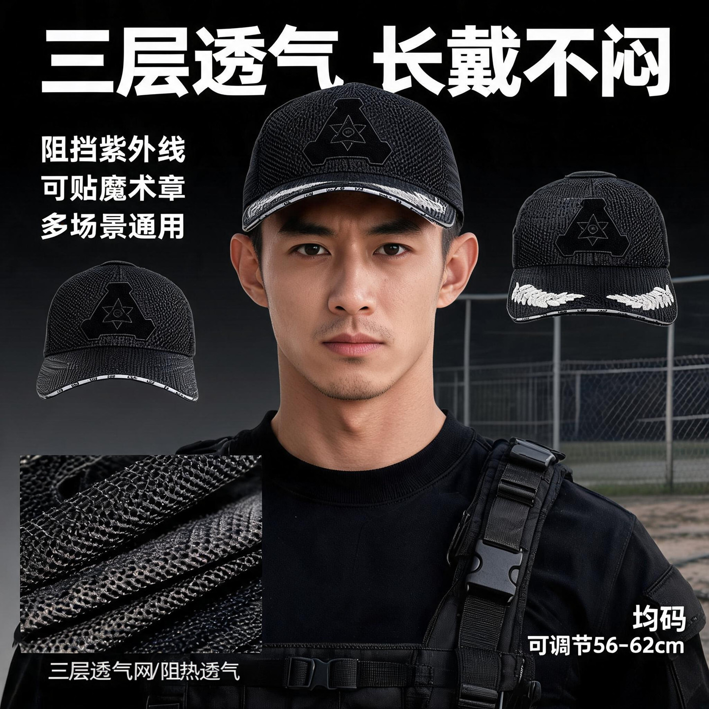 CASP户外运动帽休闲帽棒球帽教官帽隔热透气防晒网布战术帽鸭舌帽