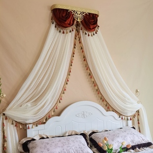公主风头欧式床幔艺术蕾丝法式婚房纱家用床帘装饰复古浪漫床头帘