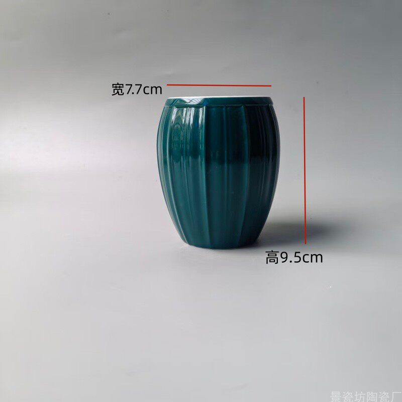 轻熟简约陶瓷竖纹茶杯茶道配件