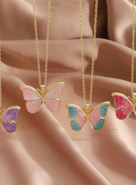 绿野仙踪蝴蝶珍珠项链女新款轻奢小众锁骨链女感流苏脖颈配饰