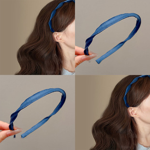 蓝色丝带螺旋发箍女2025新款日常外戴简约不勒头压发头箍洗脸发卡