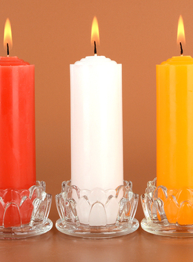 家庭用停电照明无烟无味蜡烛红白黄色加粗圆柱节日供佛长效耐燃烧