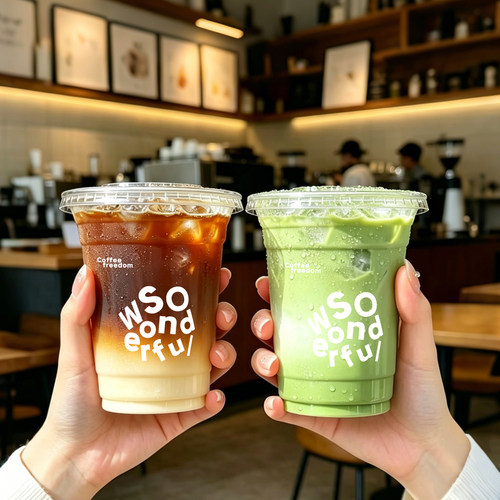 一次性98口径PET加厚带盖塑杯