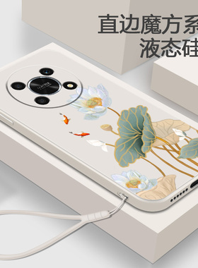 中国风适用华为荣耀X30的手机壳X30i液态硅胶MAX软壳女X20荷花SE全包X10高级小众ⅹ防摔HonorX直边叉保护套ⅰ