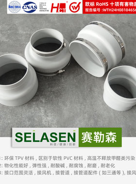 赛勒森变径软接头PVC管风机TPV弹性新风PE风管橡胶大小头环保耐油