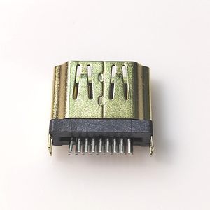 HDMI夹板1.2mm母座有PBC板固定槽沟铁壳镀金款L=11.5mm