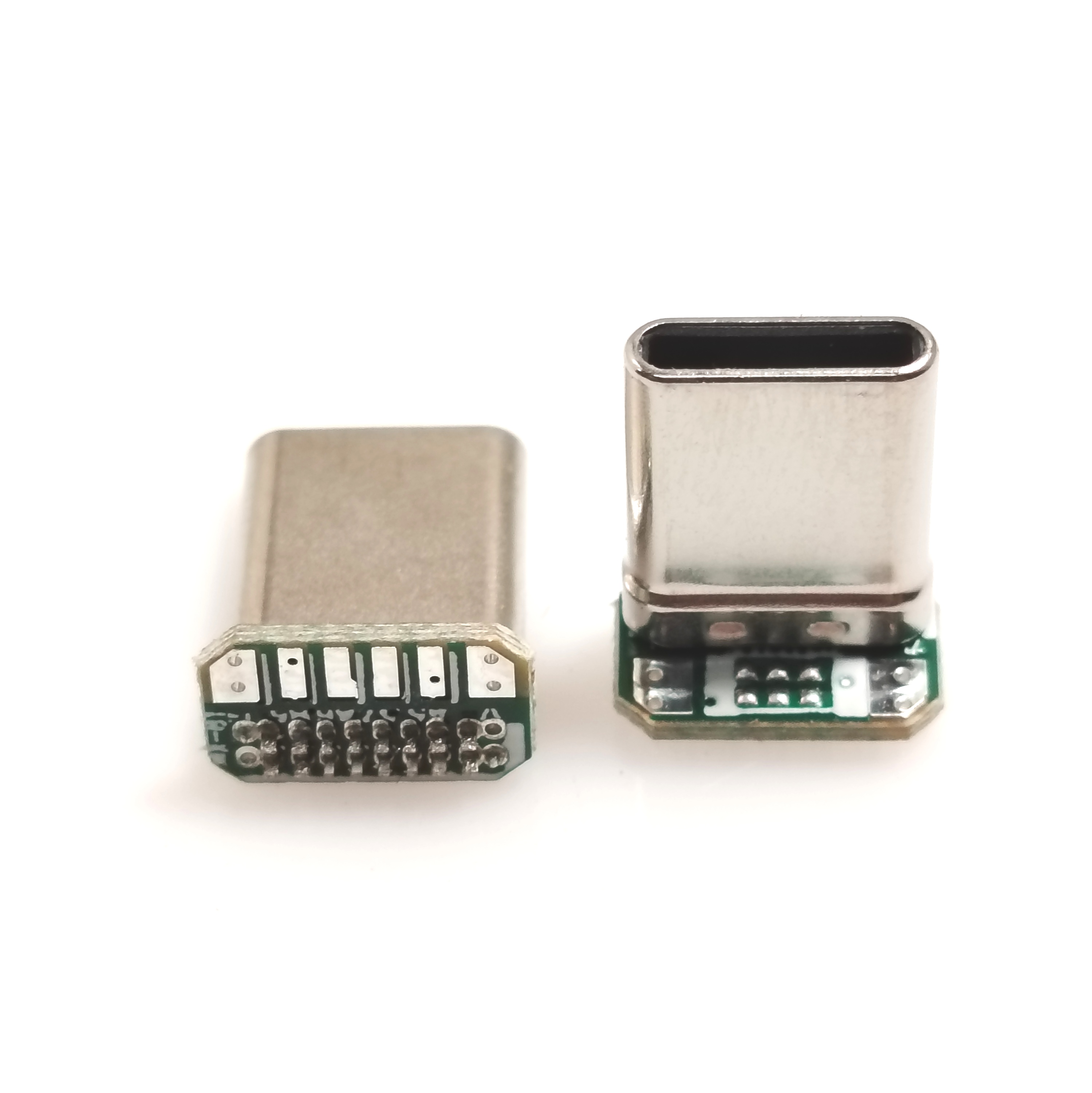TYPE-C公头立插16Pin带PCB板2/3/4/5/6芯个焊盘拉伸90度L型