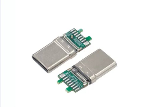 TYPE-C公头24P带PCB板快充焊线式拉伸外壳 16个焊点 带10NF电容