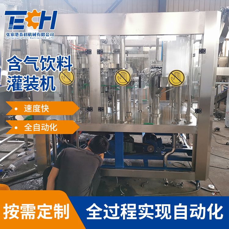 厂家直供苏打水盐汽水灌装机全自动塑料瓶含气饮料灌装设备可定制
