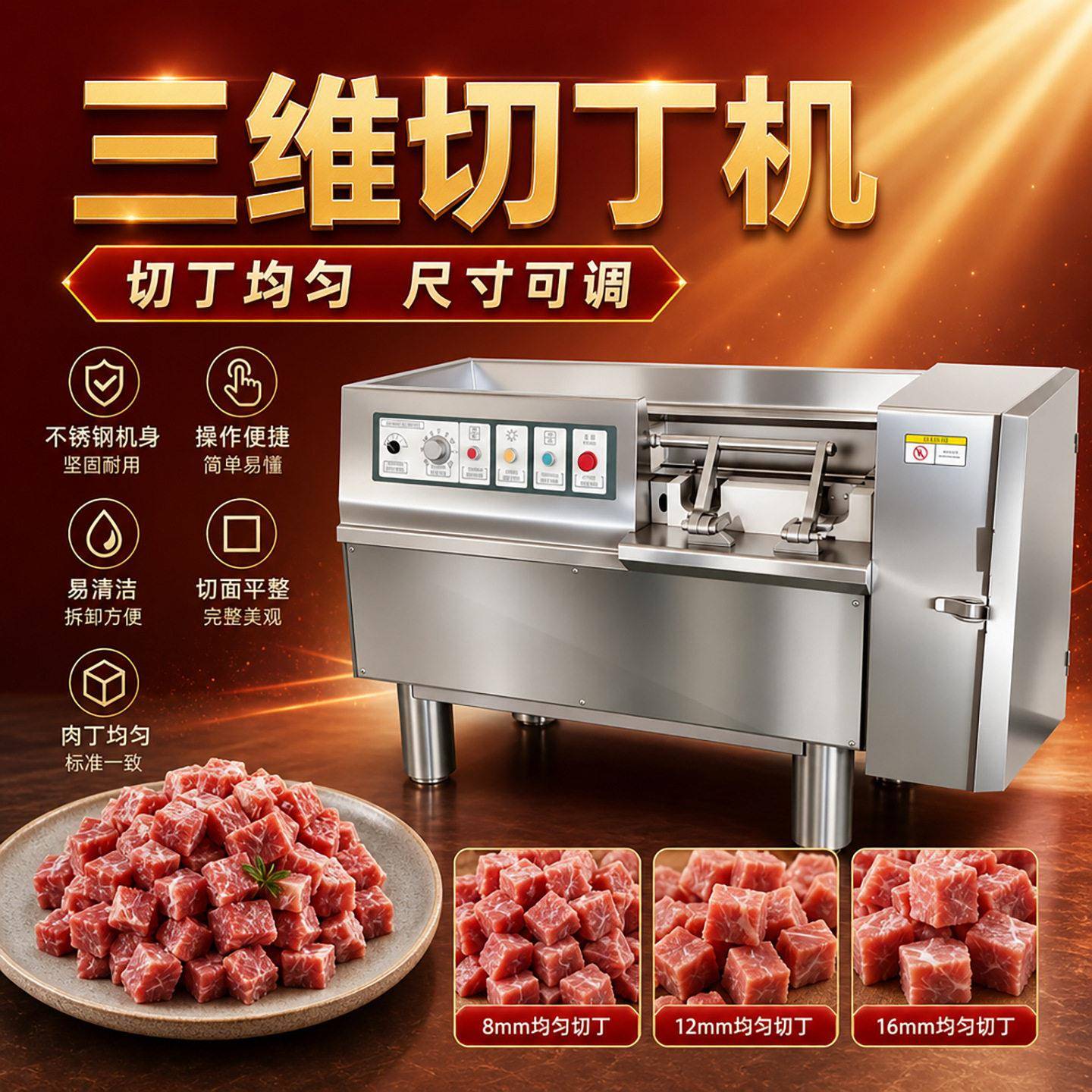 肉制品加工切丁设备 液压微冻鲜肉冻肉牛羊肉香肠馅料肉丁切丁机