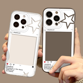 星星相框手机壳适用苹果17promax透明iphone16pro可放照片15plus小卡14拍立得13mini情侣12新款 11套x