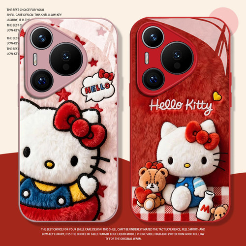 毛绒HelloKitty手机壳适用华为