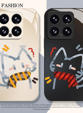 围巾情侣猫咪适用小米17promax手机壳15pro红米k90玻璃80涂鸦note14小众70高级感13男60新款12女50/11/40/10s