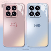 猫咪鱼骨头适用小米15手机壳17 k60新款 k70简约note13 11ultra小众k50高级感10套k40s 14pro红米k80情侣90