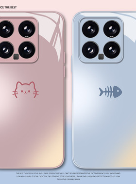 猫咪鱼骨头适用小米15手机壳17/14pro红米k80情侣90/k70简约note13/k60新款12/11ultra小众k50高级感10套k40s