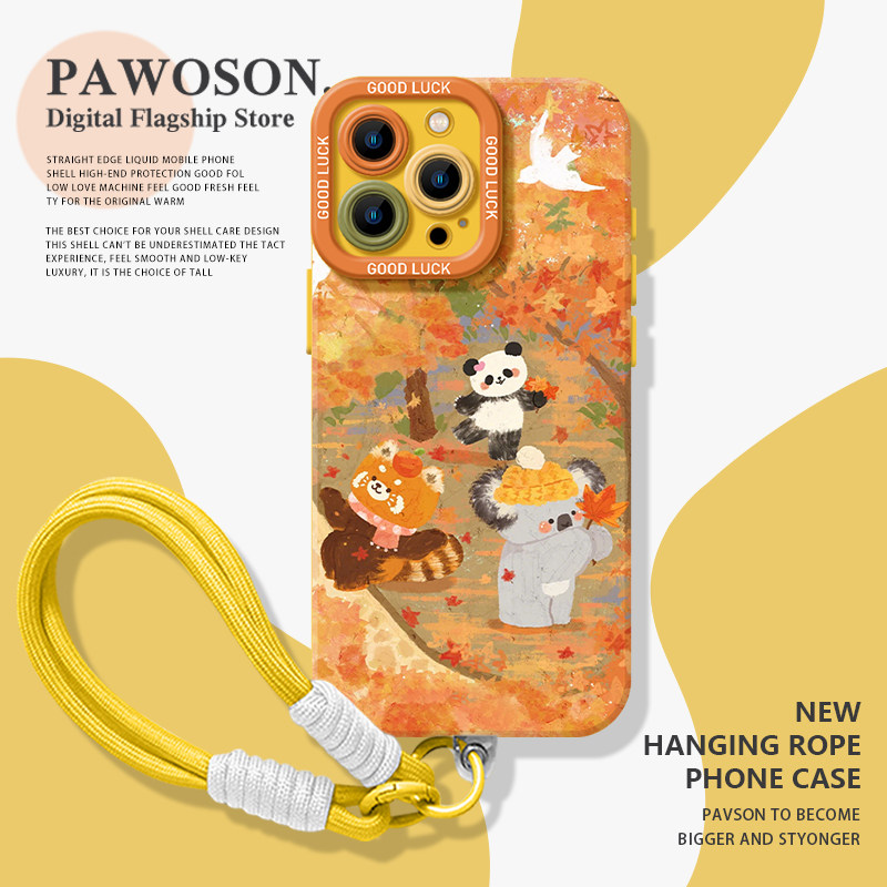 油画枫叶熊猫手机壳适用苹果系列