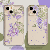 紫藤花手机壳适用苹果16新中式 11高级感x透明8套17 iphone15promax国风14plus古风13mini小清新12新款