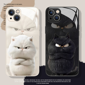 11新款 生气猫咪手机壳适用苹果15情侣16 iphone14promax可爱13创意12mini个性 x小众8plus趣味17女xs液态玻璃7