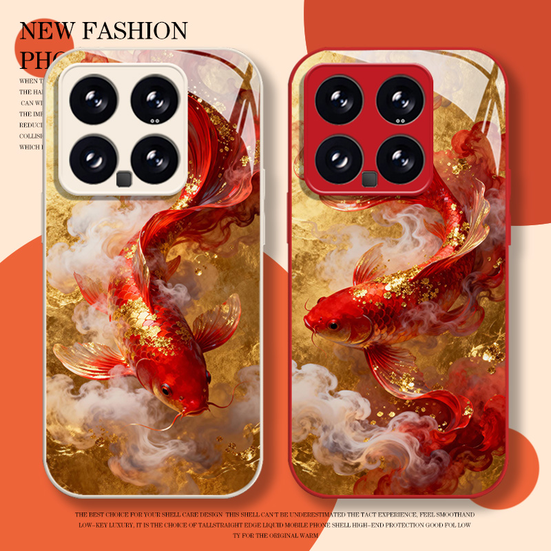 鎏金锦鲤手机壳适用小米红米系列