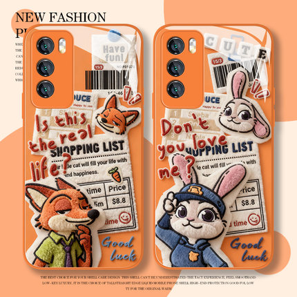 毛绒报纸尼克朱迪适用oppofindx9手机壳reno15橙色x8s新款14pro情侣13疯狂12动物城11狐狸10兔子9女7/6/5+4se