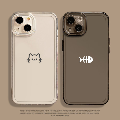猫咪鱼骨头手机壳适用苹果系列