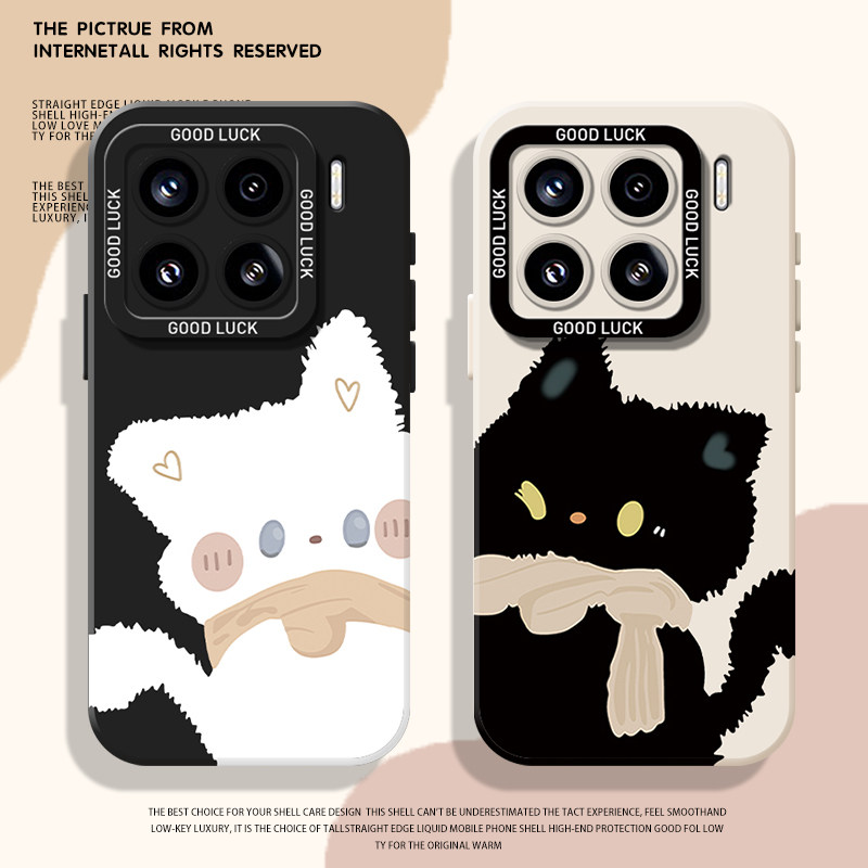 黑白猫咪手机壳适用小米红米系列