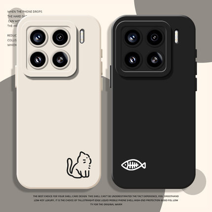 猫和鱼手机壳适用小米15情侣17/14pro红米k80可爱k70/90/note13创意k60新款12s一对11ultra液态k50硅胶10/k40