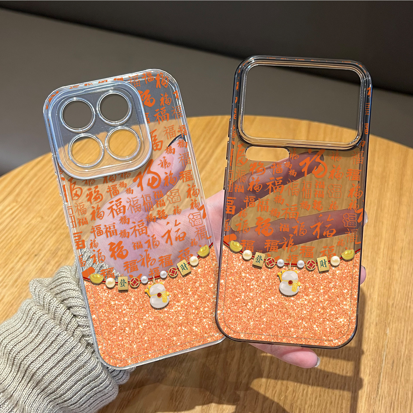 百福图招财猫手机壳适用小米红米