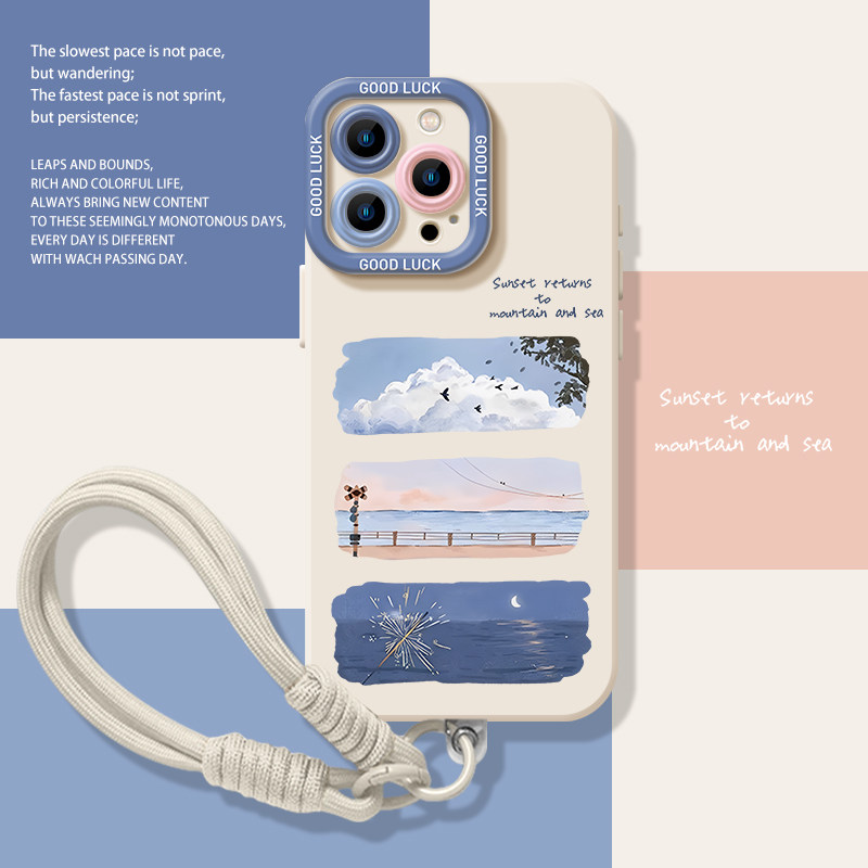 海边日落手机壳适用苹果16带挂绳iphone15promax治愈系14plus艺术13mini小众12新款11高级感x男8女17/xs/7/xr,3C数码配件,手机保护套/壳,淘宝优惠券,粉丝福利购,淘宝优惠卷