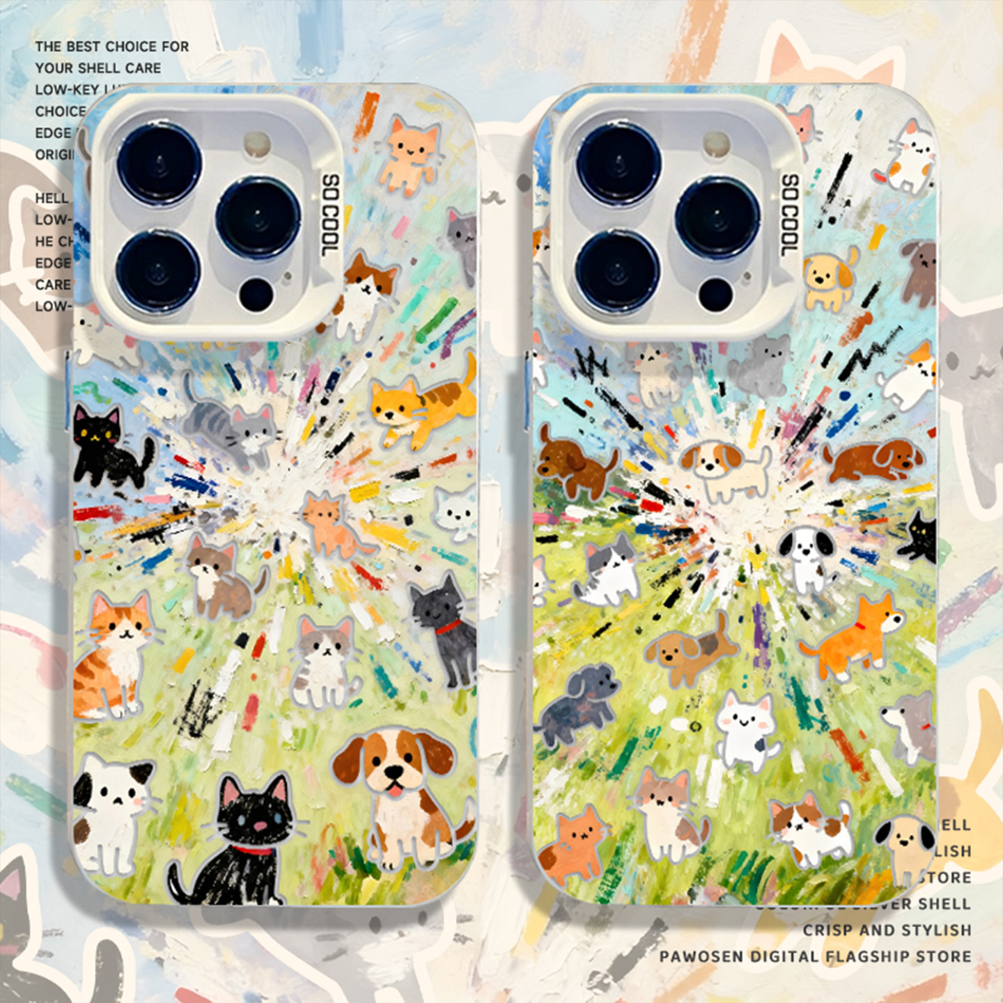 油画绿色爆炸小猫手机壳适用小米17promax可爱15pro红米k90卡通80小狗note14男70女13/60新款12/50/11/40/10s,3C数码配件,手机保护套/壳,淘宝优惠券,粉丝福利购,淘宝优惠卷