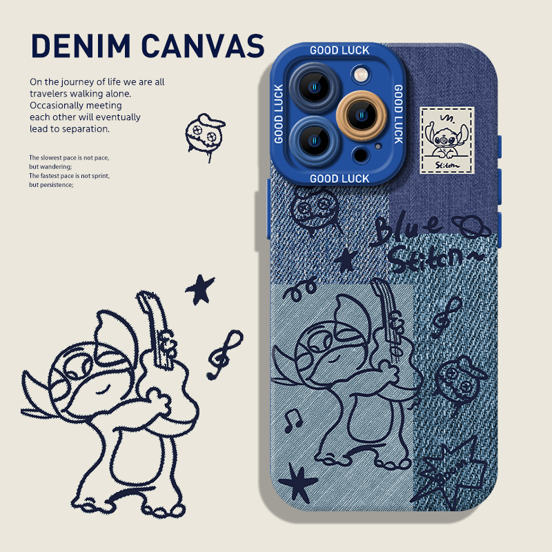 牛仔纹史迪仔手机壳适用苹果系列