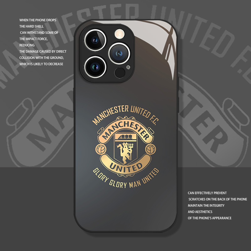 曼联黑金队徽手机壳适用苹果系列