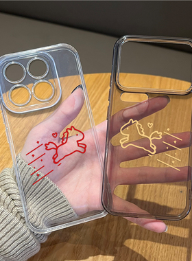 线条小马手机壳适用小米17promax透明15pro红米k90情侣80马年note14新年70本命年13男60新款12女50/11/40/10s