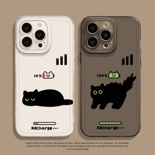 充电黑猫手机壳适用小米红米