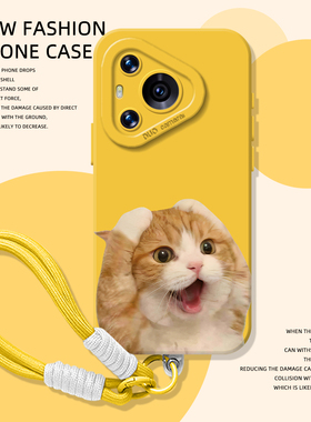 惊讶猫咪手机壳适用华为pura80挂绳mate70pro情侣nova15ultra新款p60小猫14搞怪50趣味40男30女13/12/11/10/9