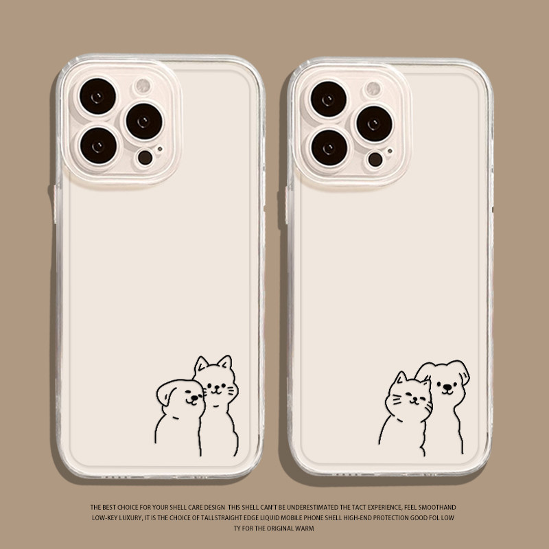 情侣线条小狗猫咪手机壳适用小米