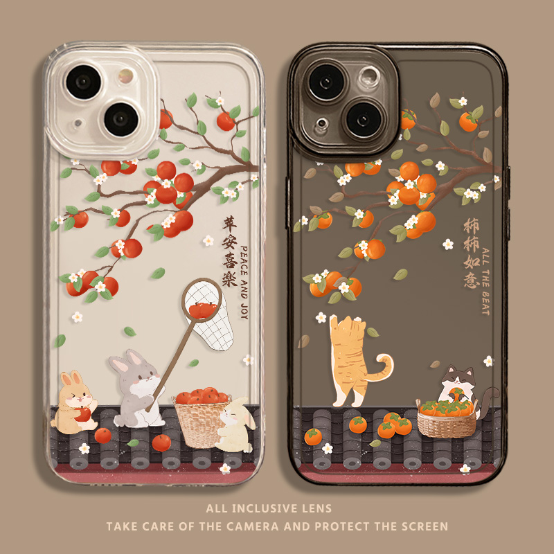 国风兔子猫咪手机壳适用苹果系列