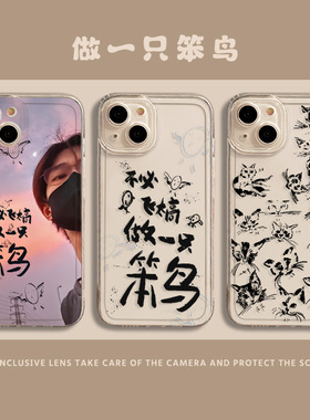 不必飞太高做一只笨鸟手机壳适用苹果15易烊千玺17/16华为mate60pro周边iphone13猫猫p50小米14/iqoo红米oppo