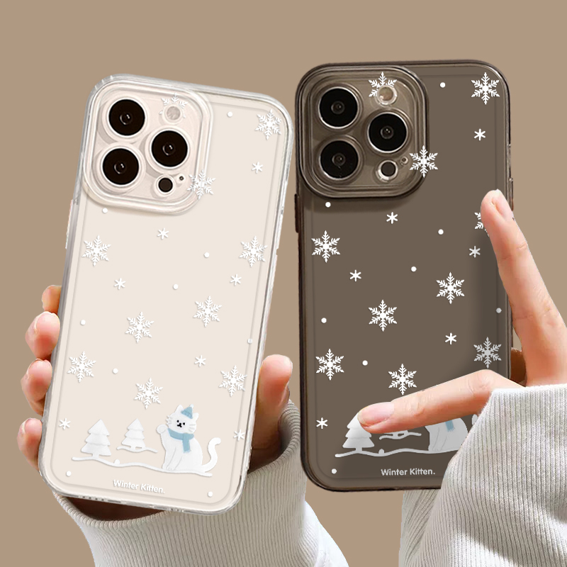 围巾雪花猫咪手机壳适用苹果系列