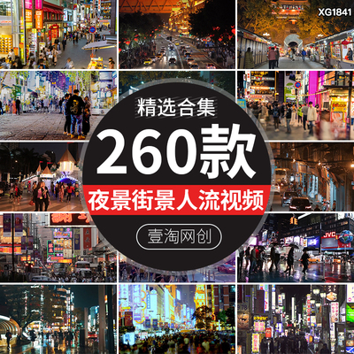 唯美城市夜景夜市人物人流行人车流街景情感励志自媒体短视频素材