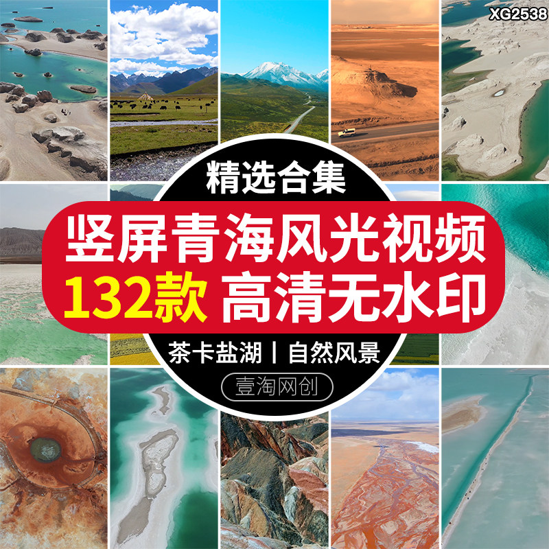竖屏青海大西北自然风景茶卡盐湖翡翠湖草原风光航拍高清视频素材