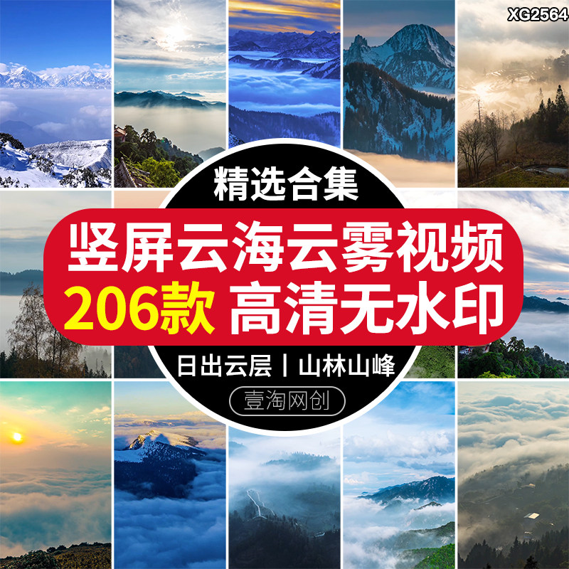 竖屏山林山峰云海清晨日出阳光云雾缭绕云层山谷实拍高清视频素材