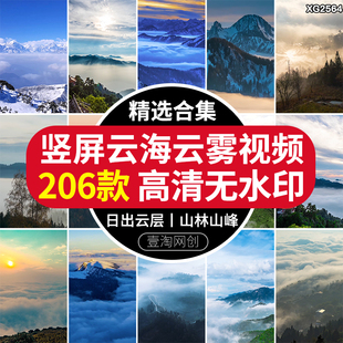 竖屏山林山峰云海清晨日出阳光云雾缭绕云层山谷实拍高清视频素材
