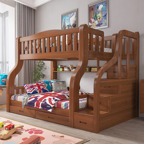 全实木衣柜上下床超高护栏儿童床