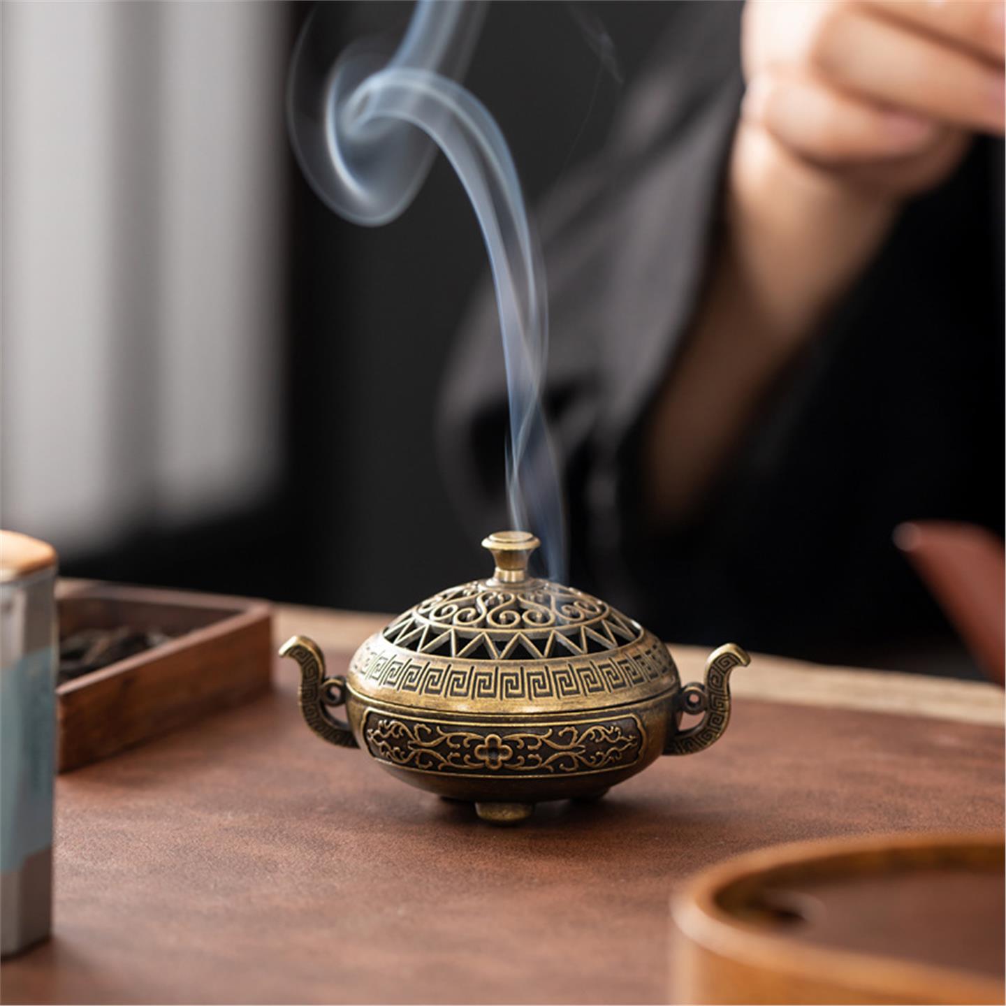 新中式铜合金竹萝炉葫芦扇