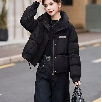 鸭鸭正品羽绒服女短款2025冬季新款韩版宽松小个子白鸭绒立领外套