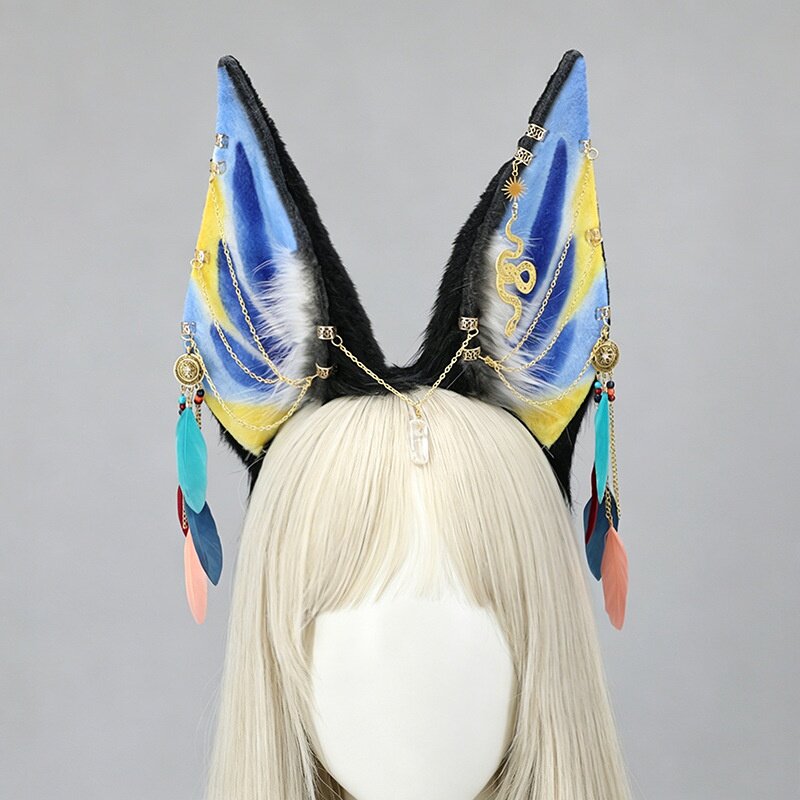 手工彩绘发饰金属耳坠耳朵头饰漫展cosplay毛绒道具仿真兽耳发箍