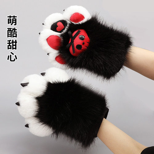 毛绒furry兽装爪子fursuit创意甜酷cos漫展道具犬科兽爪手套配件