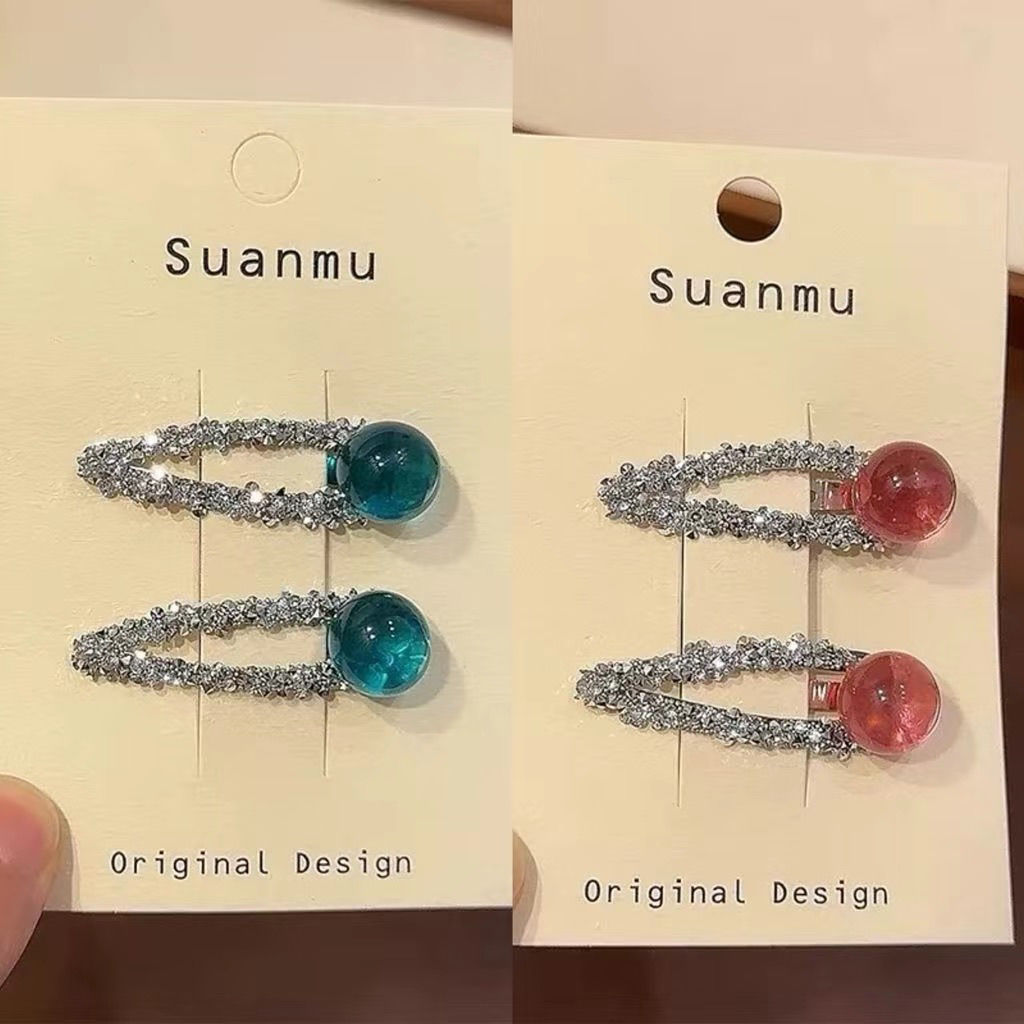 【莫奈睡莲】高透彩色圆珠韩系刘海夹bb夹碎钻简约碎发夹闪钻头饰