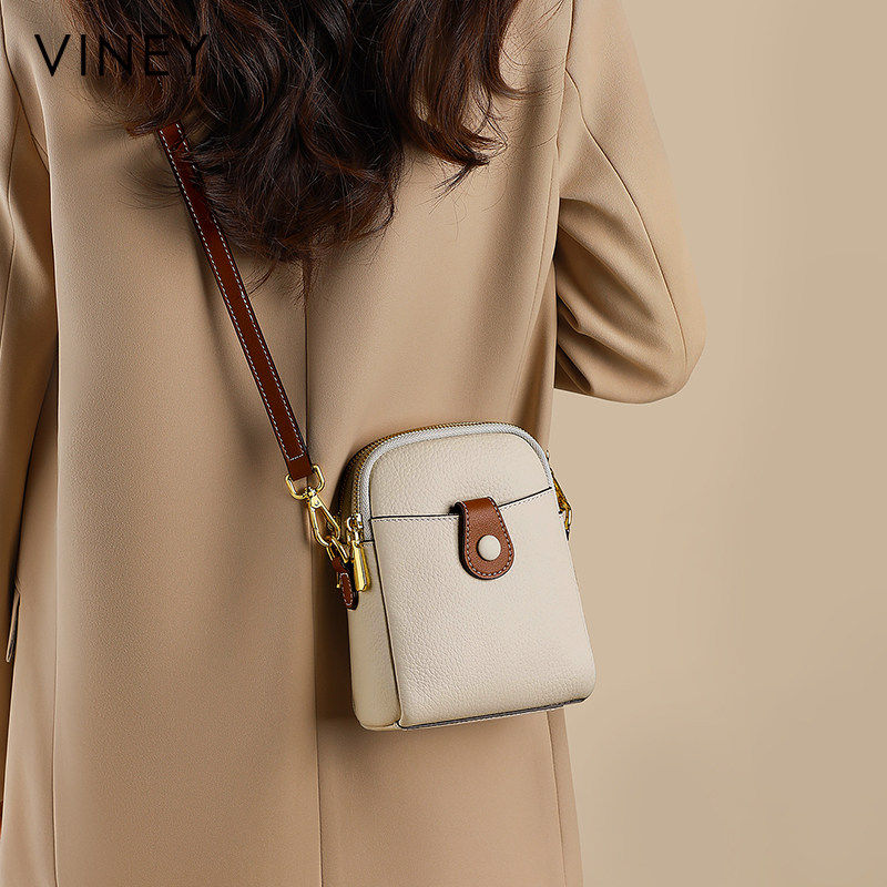 Viney手机包包2025新款头层牛皮夏季女包腰包真皮迷你小包斜挎包